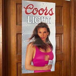 Vintage Coors Light Poster with Model in Pink Swimsuit